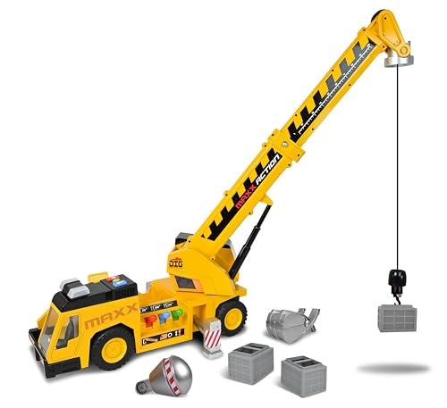 Maxx Action 3-n-1 Crane Truck Yellow 6 Pc