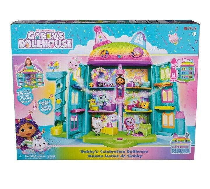 Gabby's Dollhouse 15pc Rainbow Themed Celebration Dollhouse