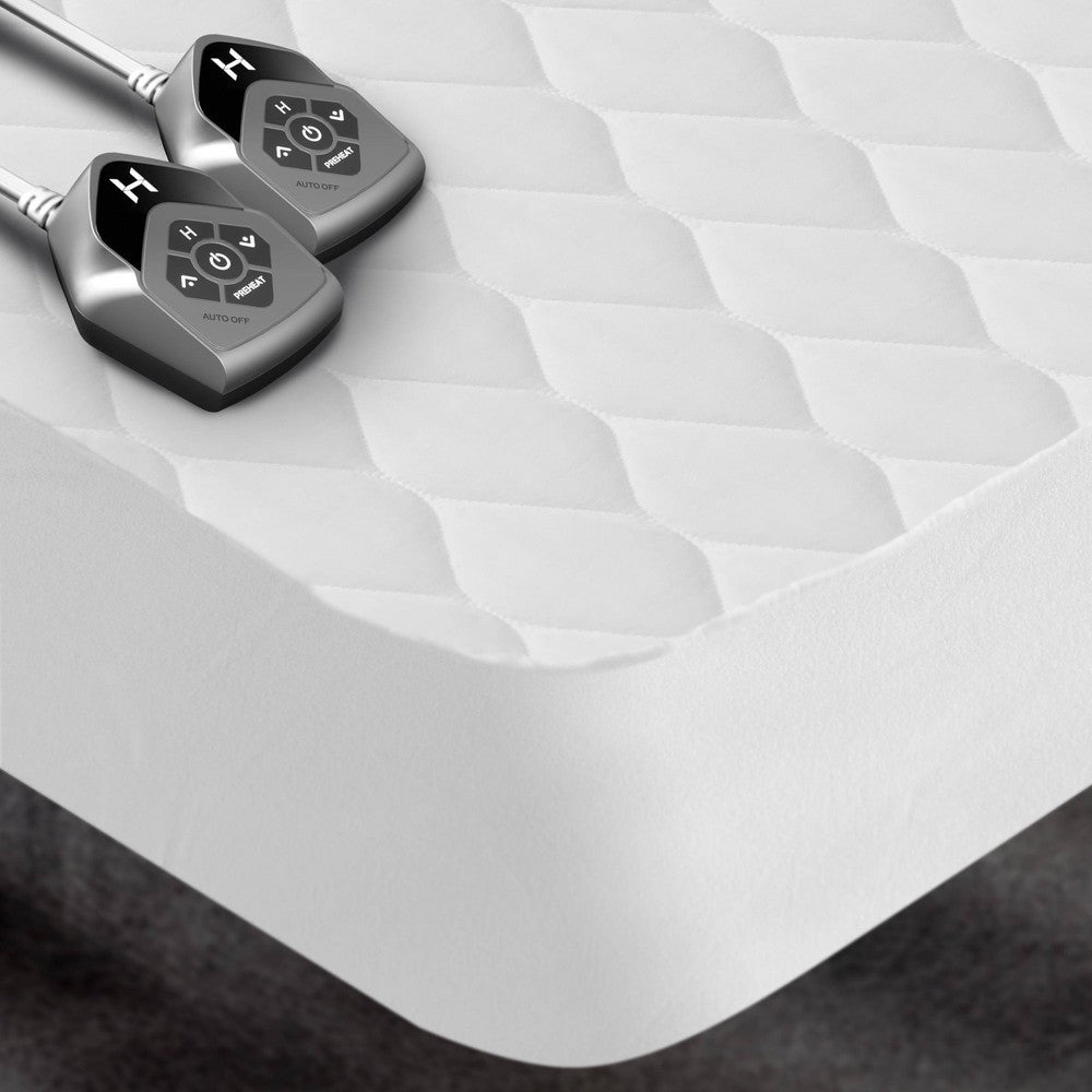 Biddeford Queen Electric Heated Quilted Mattress Pad: 10 Heat Settings, Cotton Blend, Fits 16" Depth
