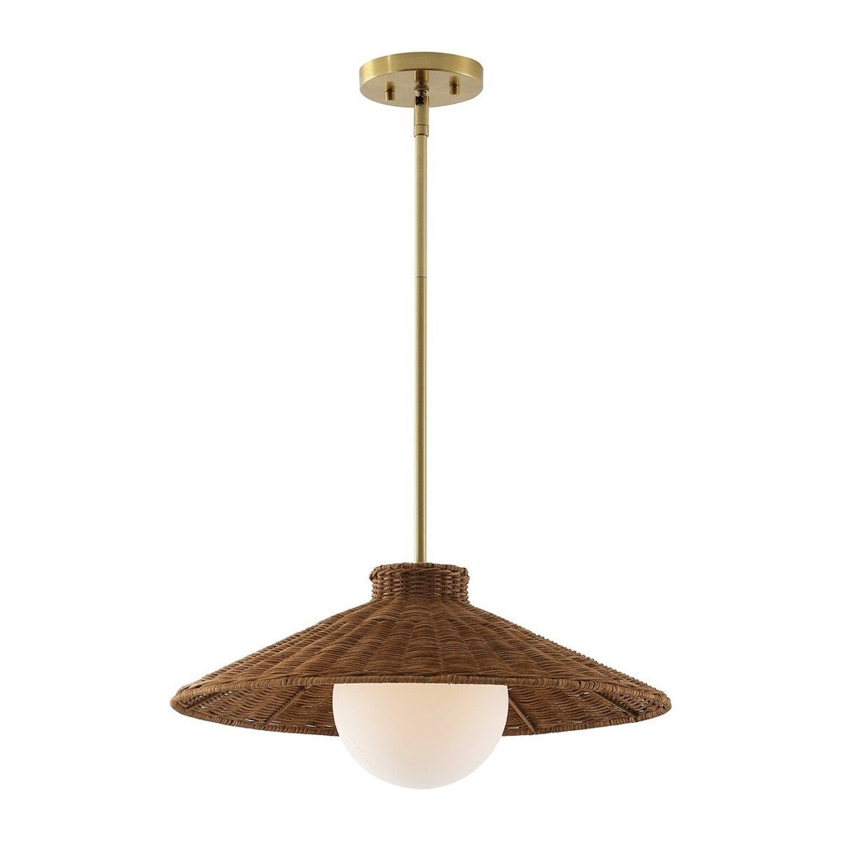 Safavieh Kalena Rattan and Metal Pendant in Natural / Brass