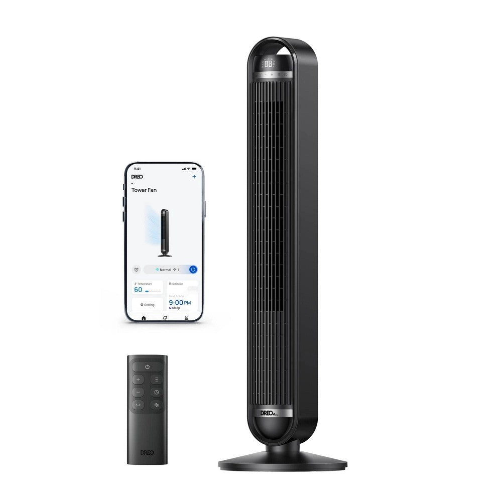 Dreo - Smart Tower Fan, Upgraded DC 9 Speeds Ultra-Quiet Floor Fan