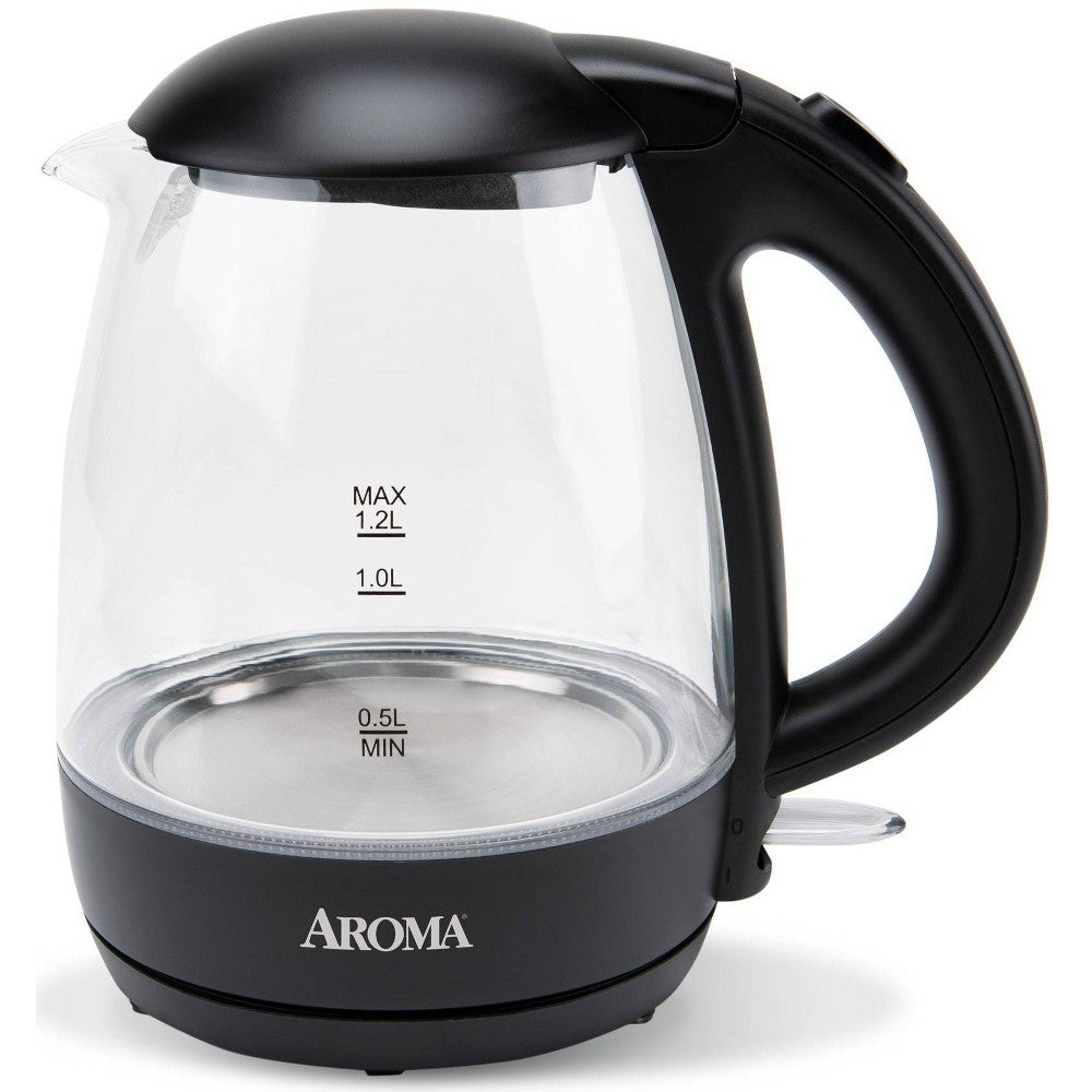 Aroma 1.2L Glass Kettle: Electric Water Boiler with LED Indicator