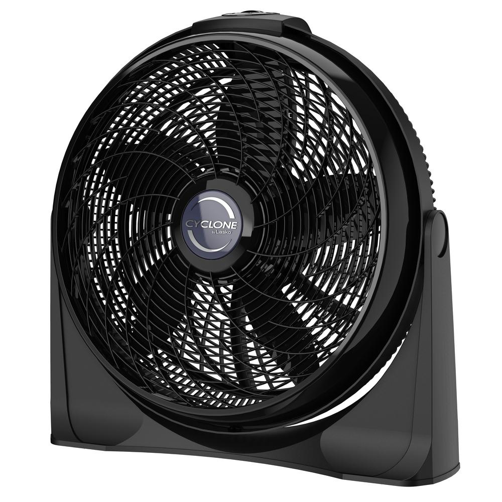 Cyclone 20 in. 3 Speed Air Circulator Floor Fan for Home in Black with Wall Mount Option