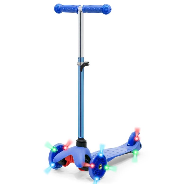 Best Choice Products Kids Mini Kick Scooter Toy W/ Light-up Wheels and Height Adjustable T-Bar