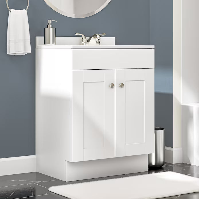 Project Source Dover White 24-in Vanity and Faucet Bundle